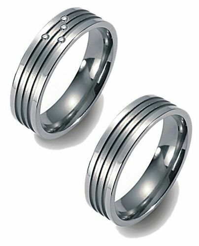 Titanfactory Titan Wedding Rings TF23 with Brilliant 0.04 ct. Diamond