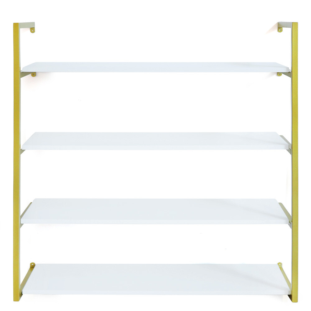 Wall-Mounted Storage Rack with Gold Frame for Elegant Organization