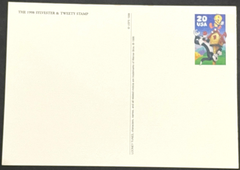 US UX 291 Postcard Sylvester & Tweety 20¢ New