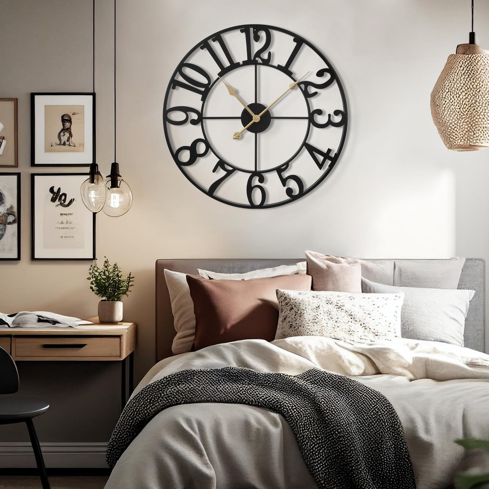 LEIKE Large Wall Clock, 16" Silent Non-Ticking, Battery Operated, Oversized,