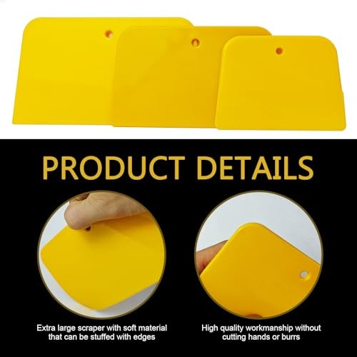 3 PCS Car Scraper, 4" 5" and 6" Multi-purpose Soft Scratch-resistant Plastic