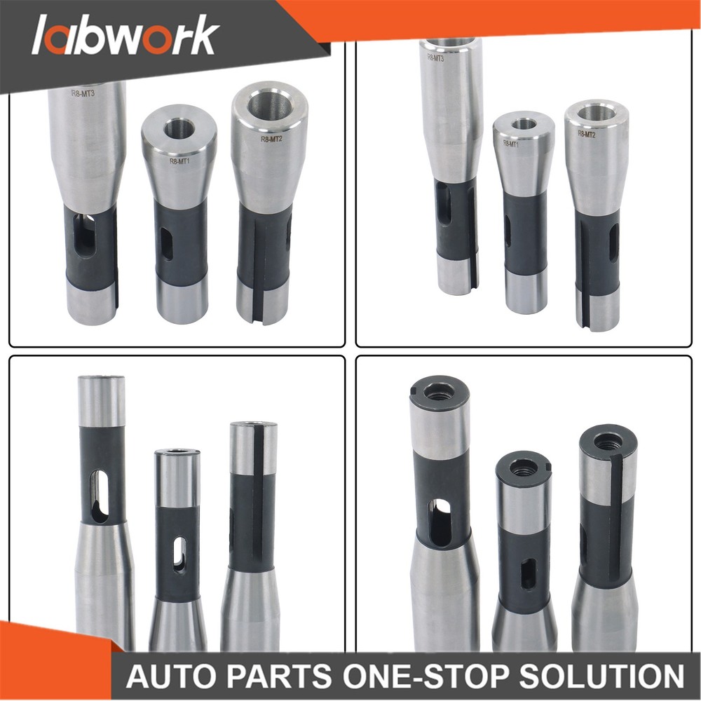 Labwork Precision Ground R8 Shank 3 Pcs Adapter for Milling Machine Arbors