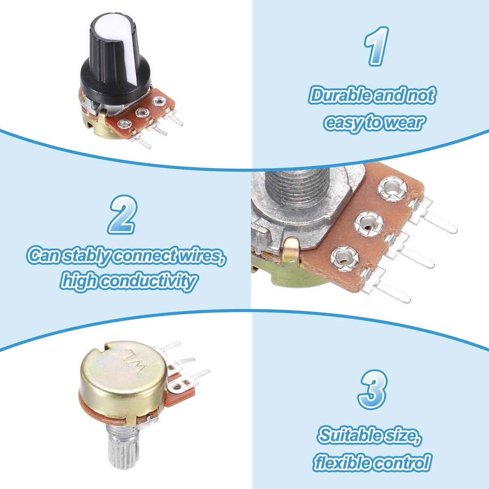 5Pcs WH-148 Potentiometer 3Pins B500K±20% Ohm Variable Resistor with 5 Knobs