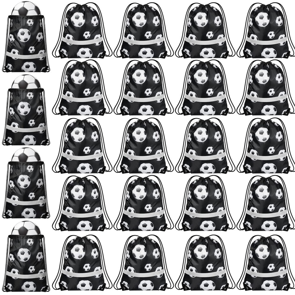 Reginary 24 Pcs Soccer Drawstring Bag Backpack Reflective Stripe