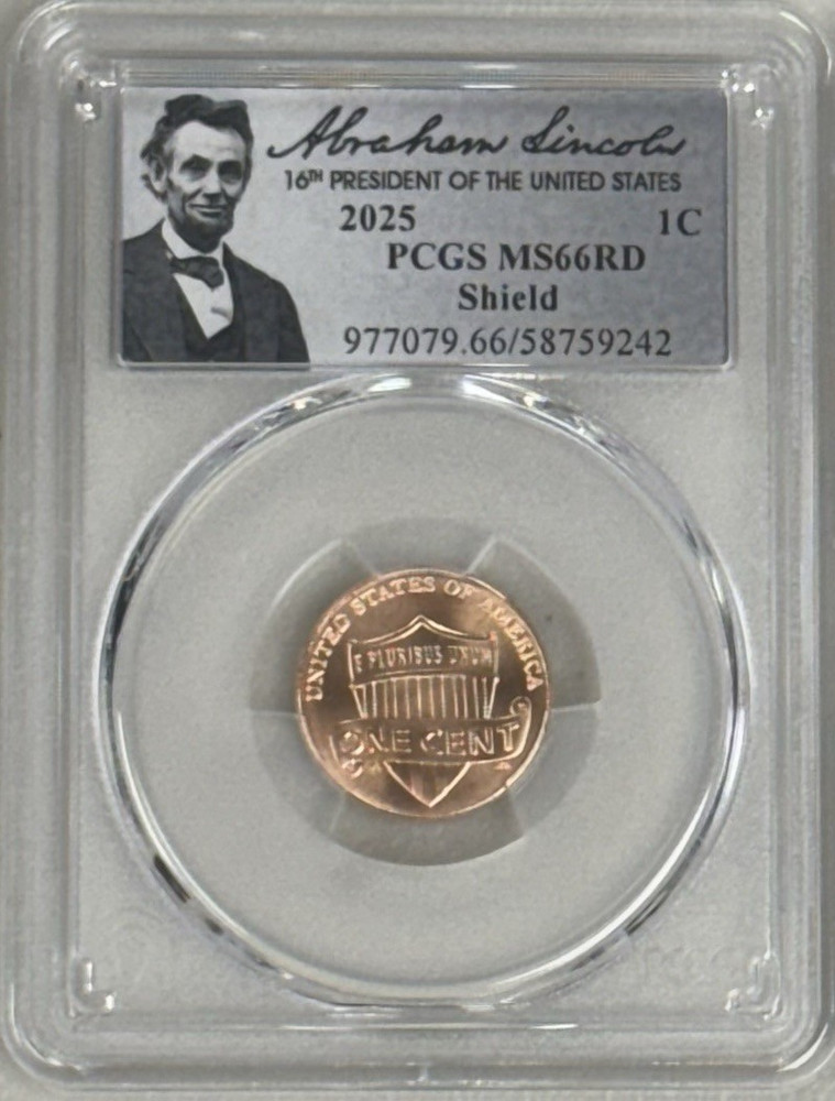 2025 P Lincoln Shield Cent PCGS MS66RD Lincoln Label