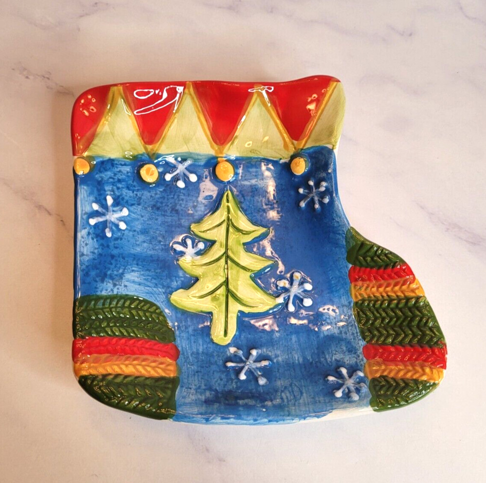 Studio 33 Christmas Decorative Salad/Dessert Plate Stocking Shape