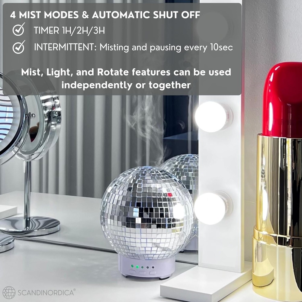 Disco Diffuser Ball Rotating -Essential Oil Diffuser with Whispe Quiet Operation