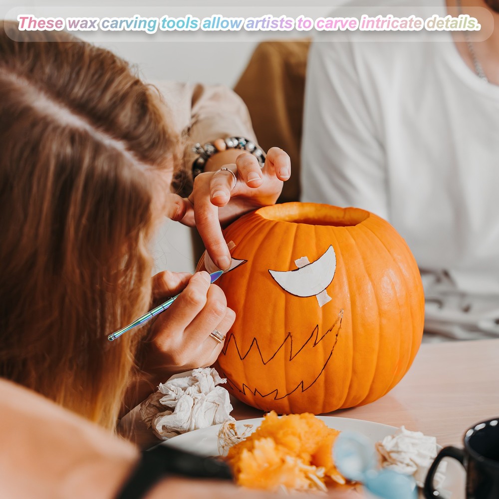 6 Pcs Wax Carving Tools with Silicone Container Jar, Silver Tone