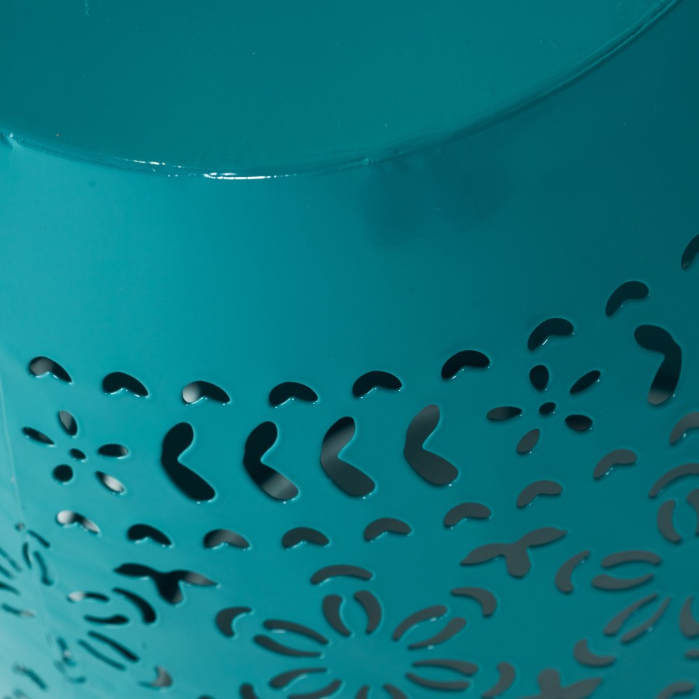Home Ruby Outdoor 12" Iron Side Table, Teal
