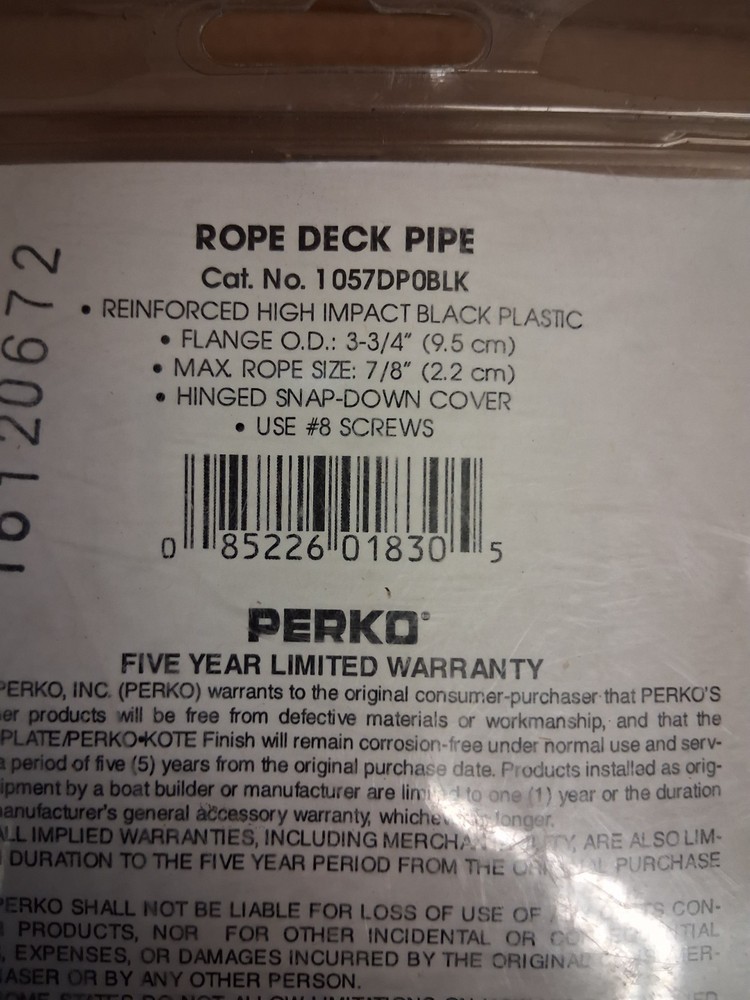 Perko 1057DP0BLK Rope Deck Pipe Black Composite