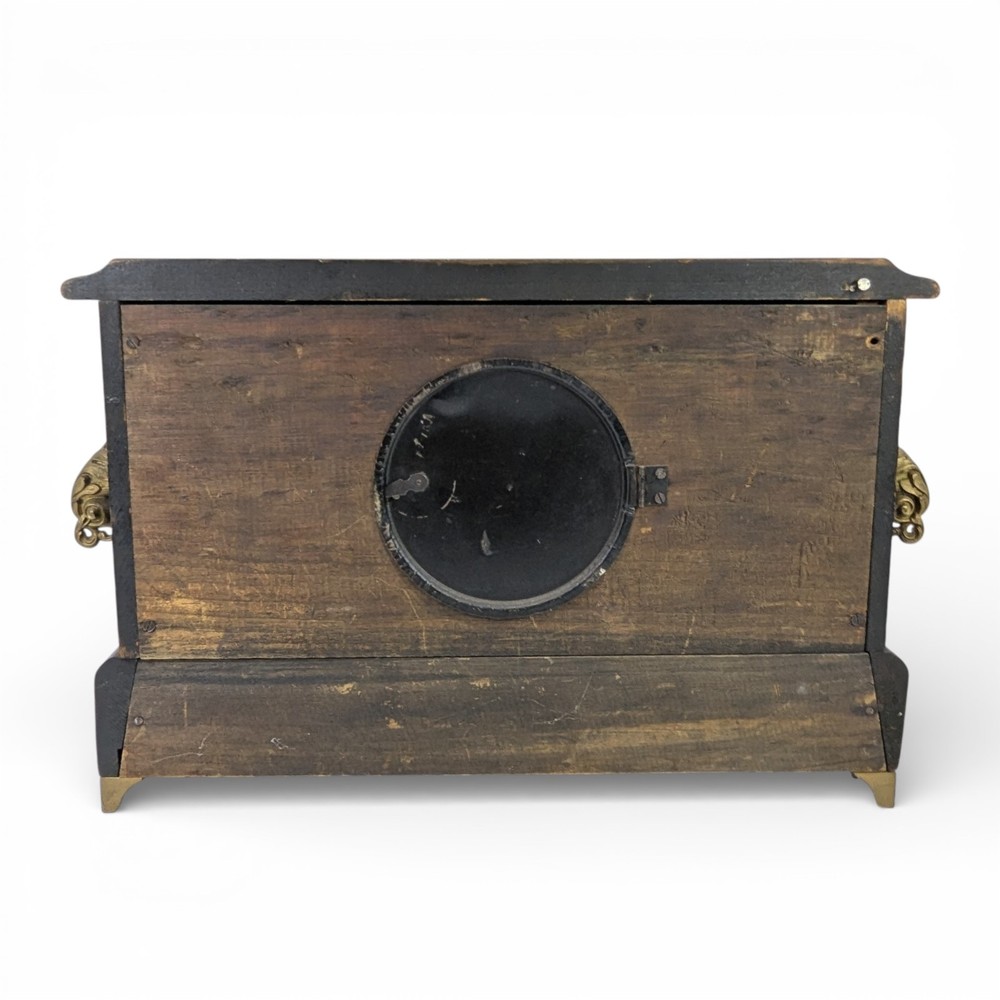 Antique 19thC Ingraham “Adrian” Victorian Ebonized Mantel Clock AS IS Marbleized