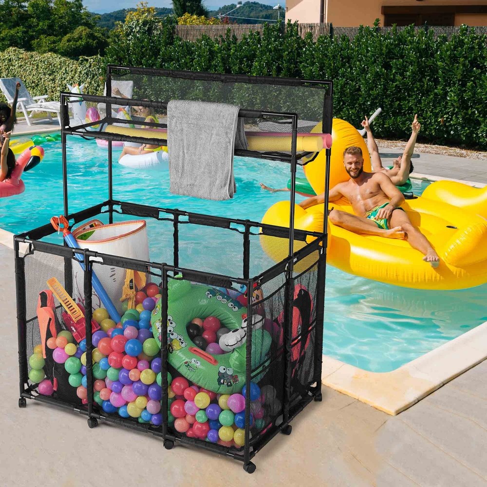 Yescom Mesh Cover Replacement Mesh Pool Storage Bin XX-Large Double Decker Black