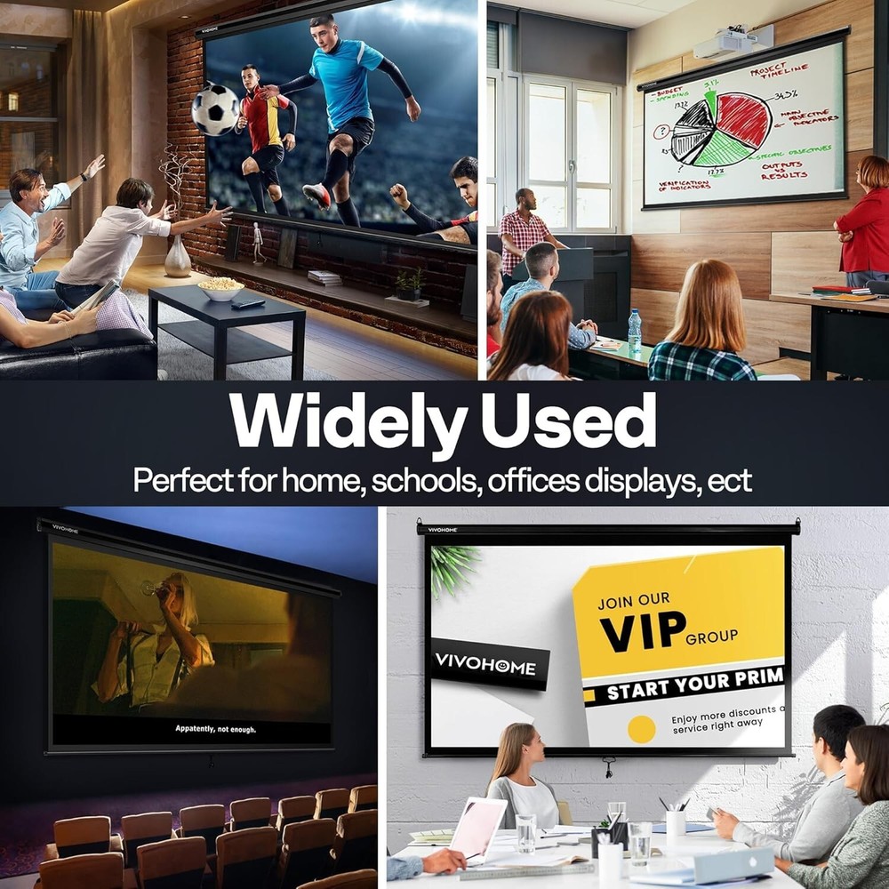High-Definition 16:9 100'' Pull Down Projector Screen for Cinema Quality Viewing