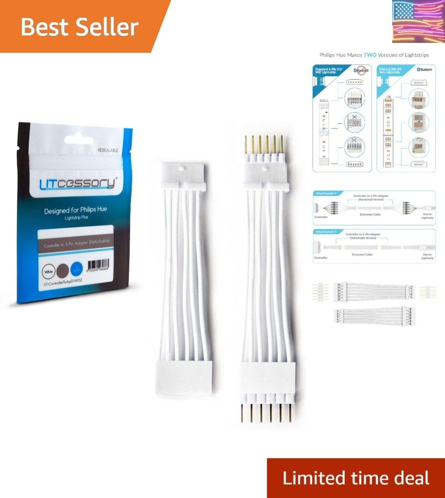Controller to 6-Pin Adapter for Philips Hue/WiZ Lightstrip Detachable Version...