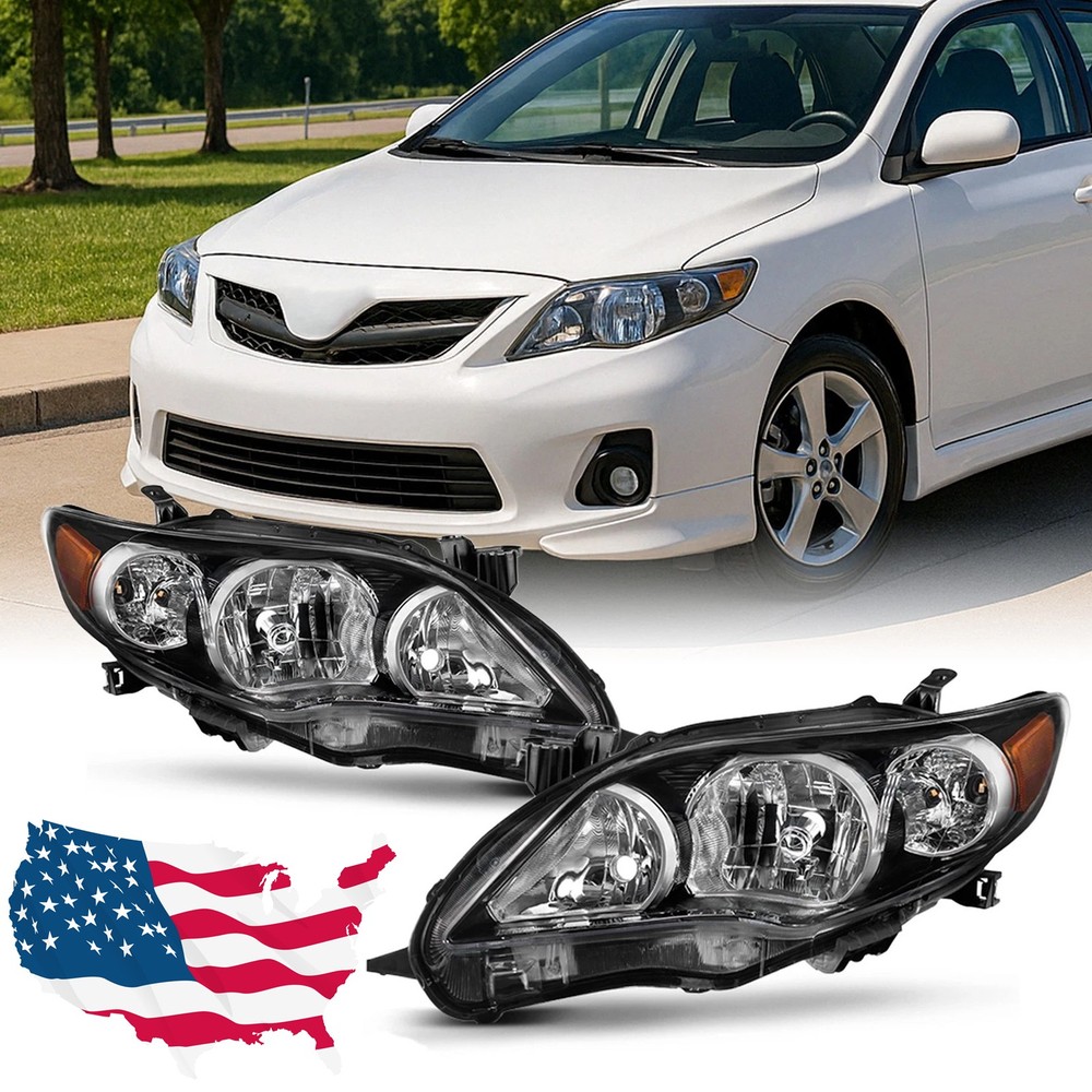 Fit 2011 2012 2013 Toyota Corolla Headlights Replacement Headlamps Left+Right
