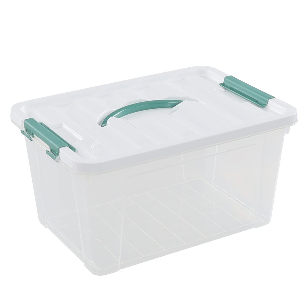 Ggbin 12 Quart Latching Storage Box with Handle, 1 Pack Plastic Lidded Organi...
