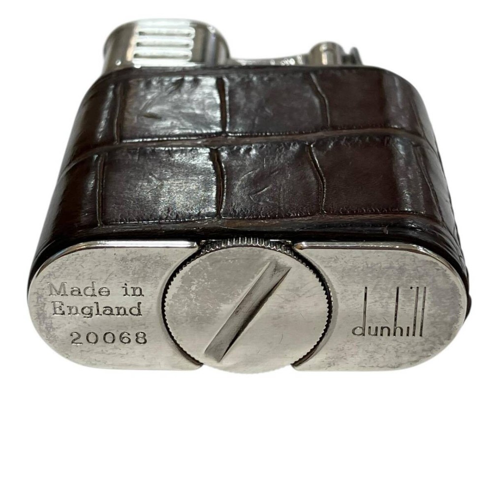 Working Dunhill Oil lighter silver brown hammer without box