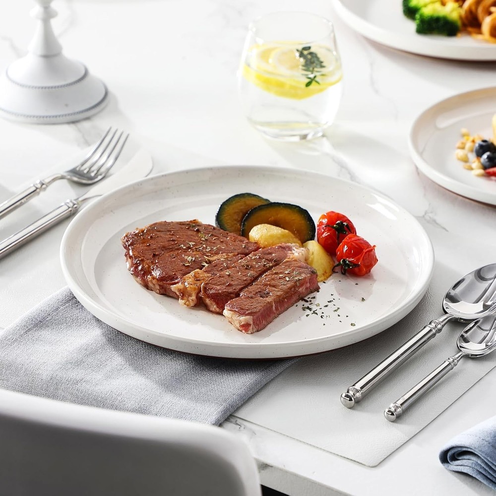 TARA 12-Pc Modern Stoneware Dinnerware Set for 4 - Microwave & Dishwasher Safe