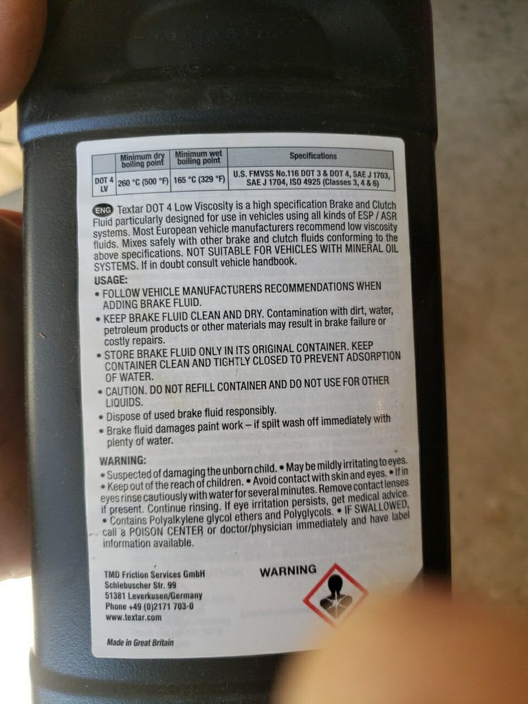 TEXTAR Brake Fluid DOT 3 (1 Liter) Bottle #DOT3.1 (A)