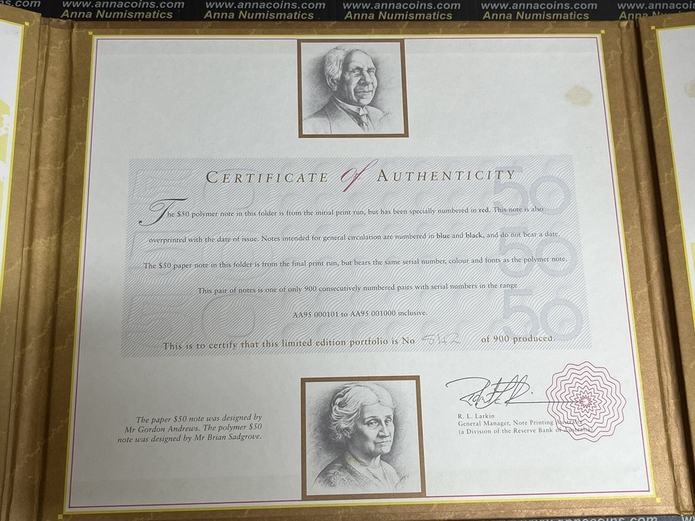 1995 NPA First & Last Portfolio $50 Red Serials #642