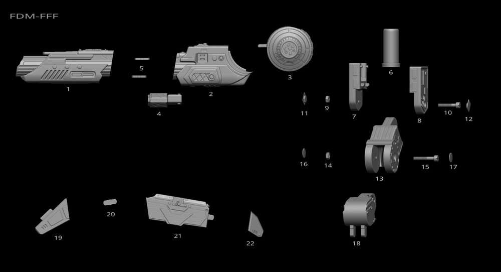 Predator Shoulder Cannon plasma Two Size File STL – OBJ for 3D Printing