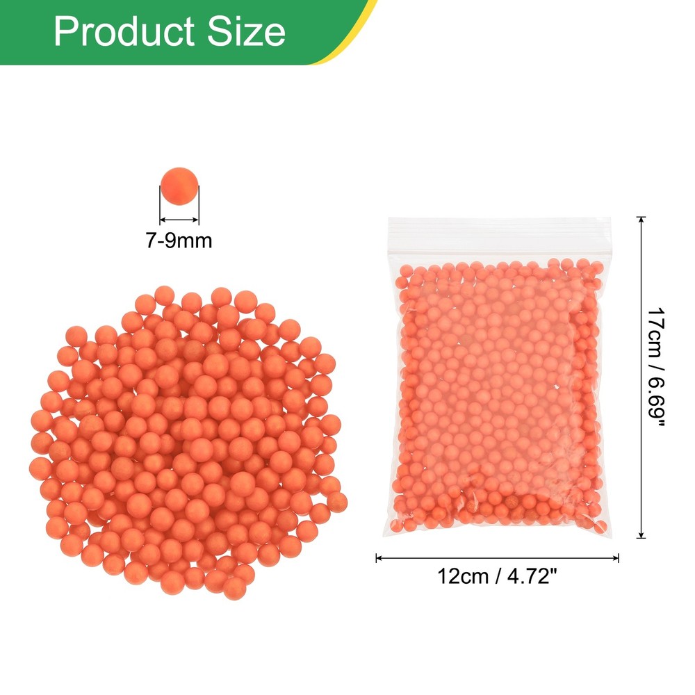 Foam Beads, 7-9mm Mini Small Balls Polystyrene Beads Orange