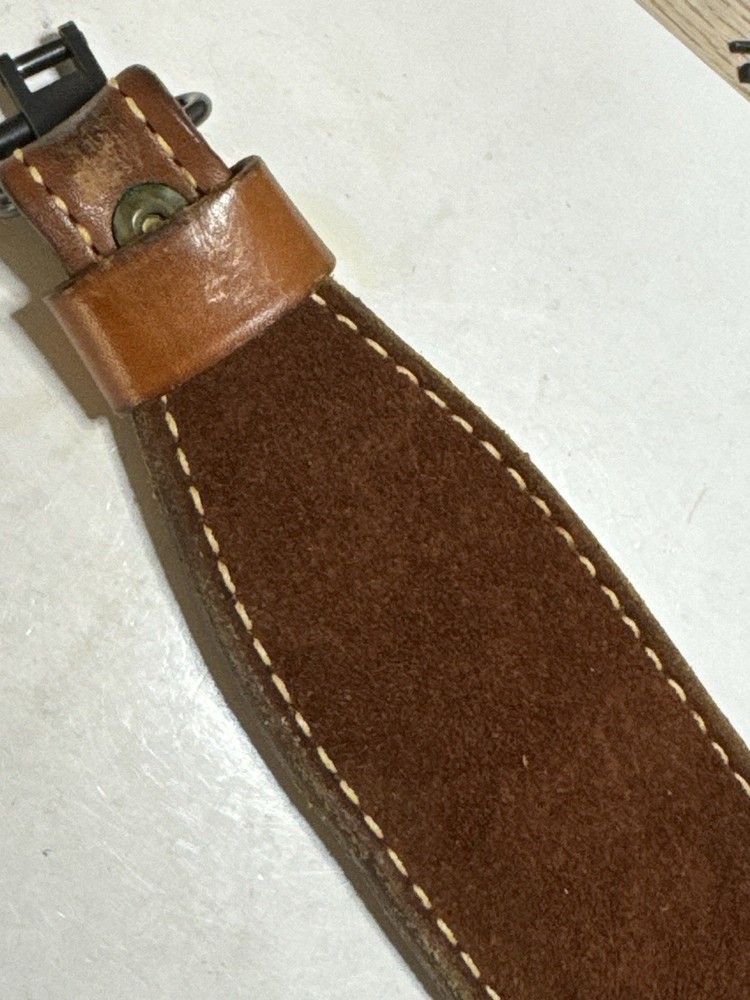 Genuine leather adjustable rifle sling, brown