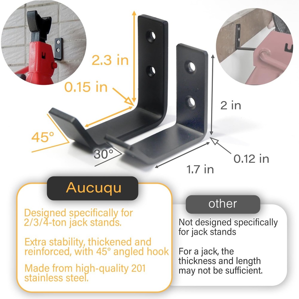 Jack Stand Wall Mount Organizer Heavy Duty Holder Hook 8 Pack