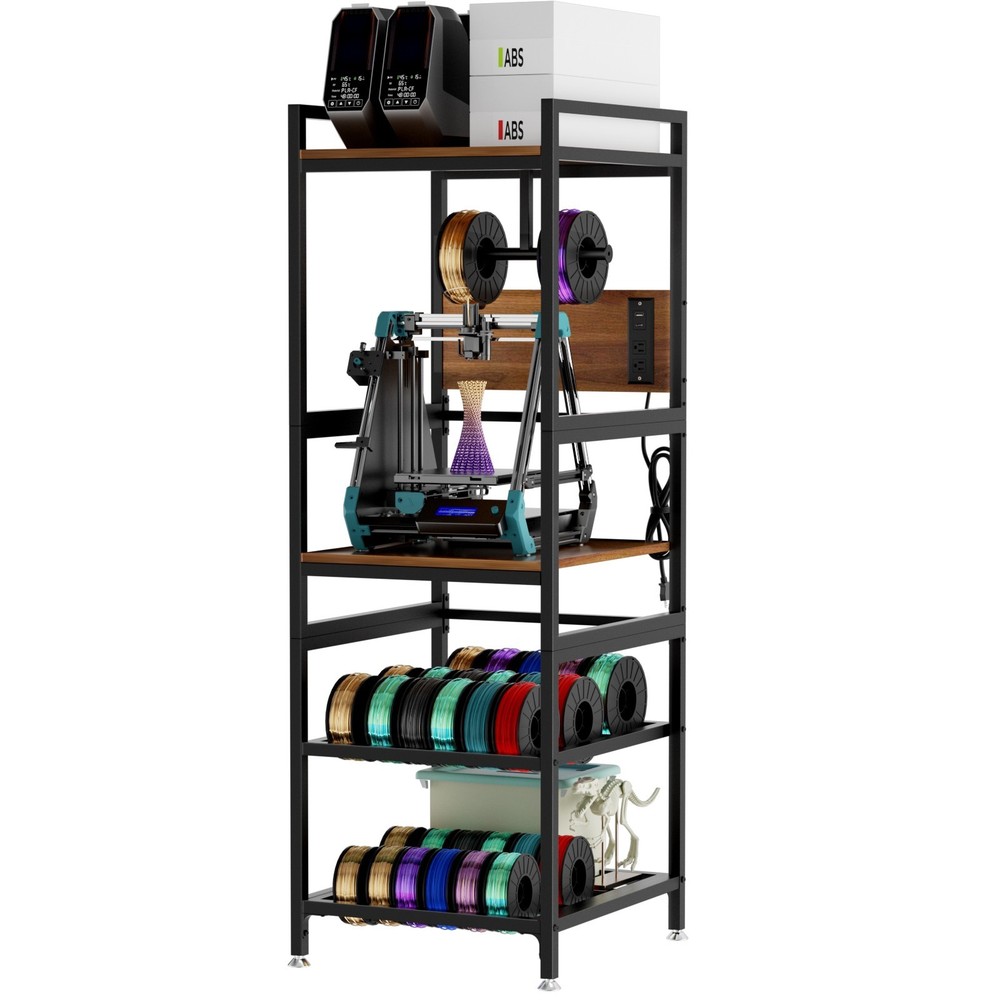 Heavy-Duty 3D Printer Stand with Filament Storage & Power Panel