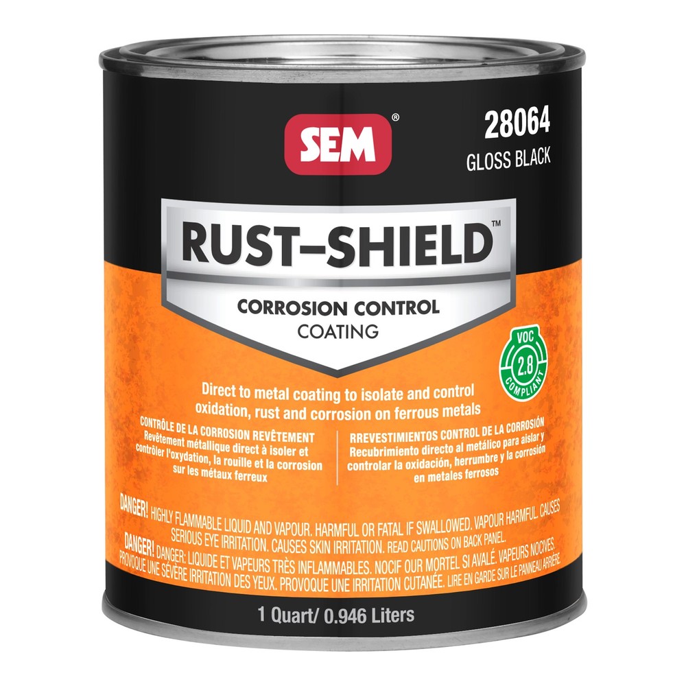 SEM 28064 Rust Shield 2.8 VOC Gloss Black Corrosion Control Coating Quart