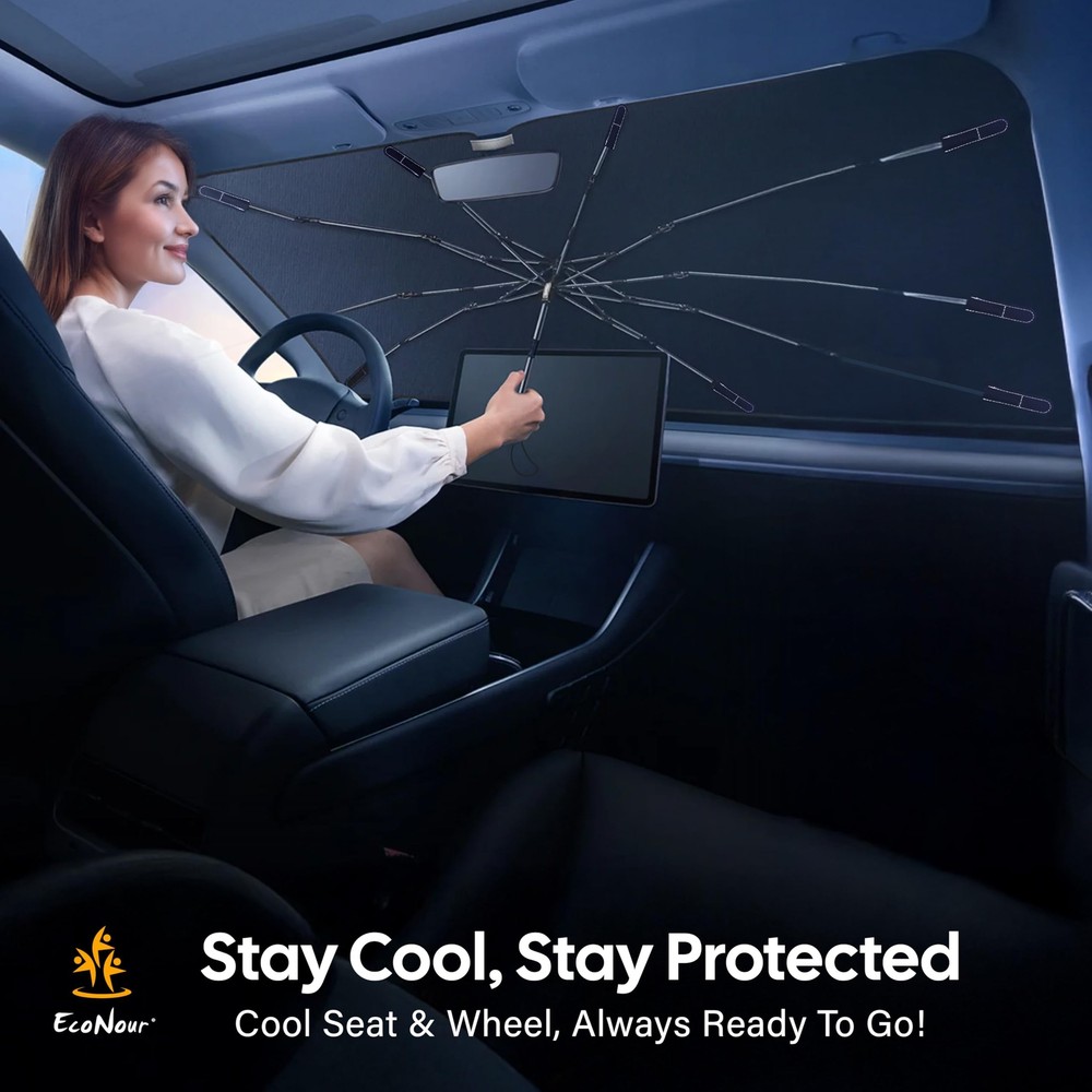 EcoNour Umbrella Windshield Sun Shade for Car | Foldable Umbrella Sun Shield ...