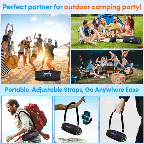 Portable Bluetooth Karaoke Machine - 60W Powerful Speaker with 2 Wireless