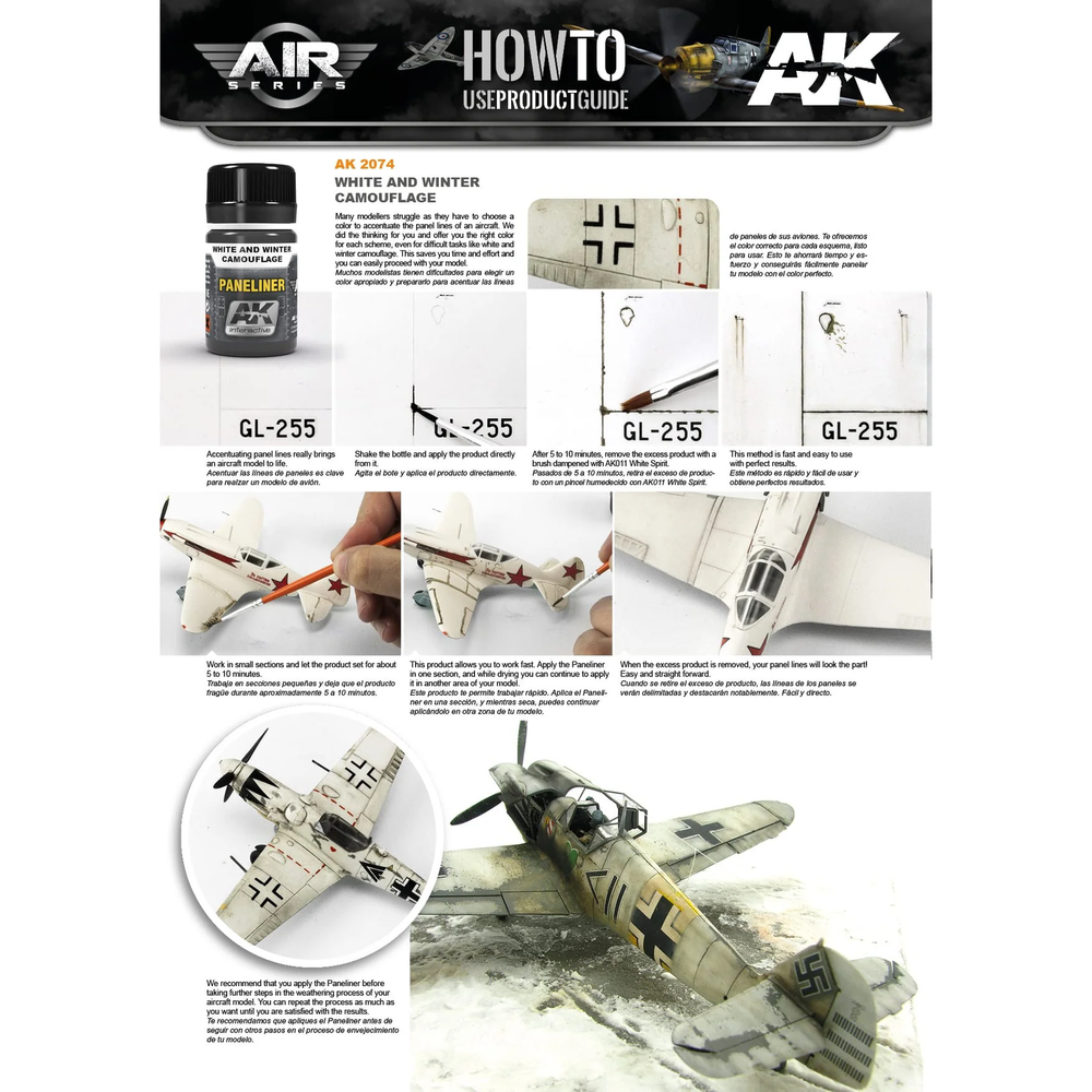 AK Interactive Air Series Panel Liner White & Winter Camouflage Enamel Paint 35m