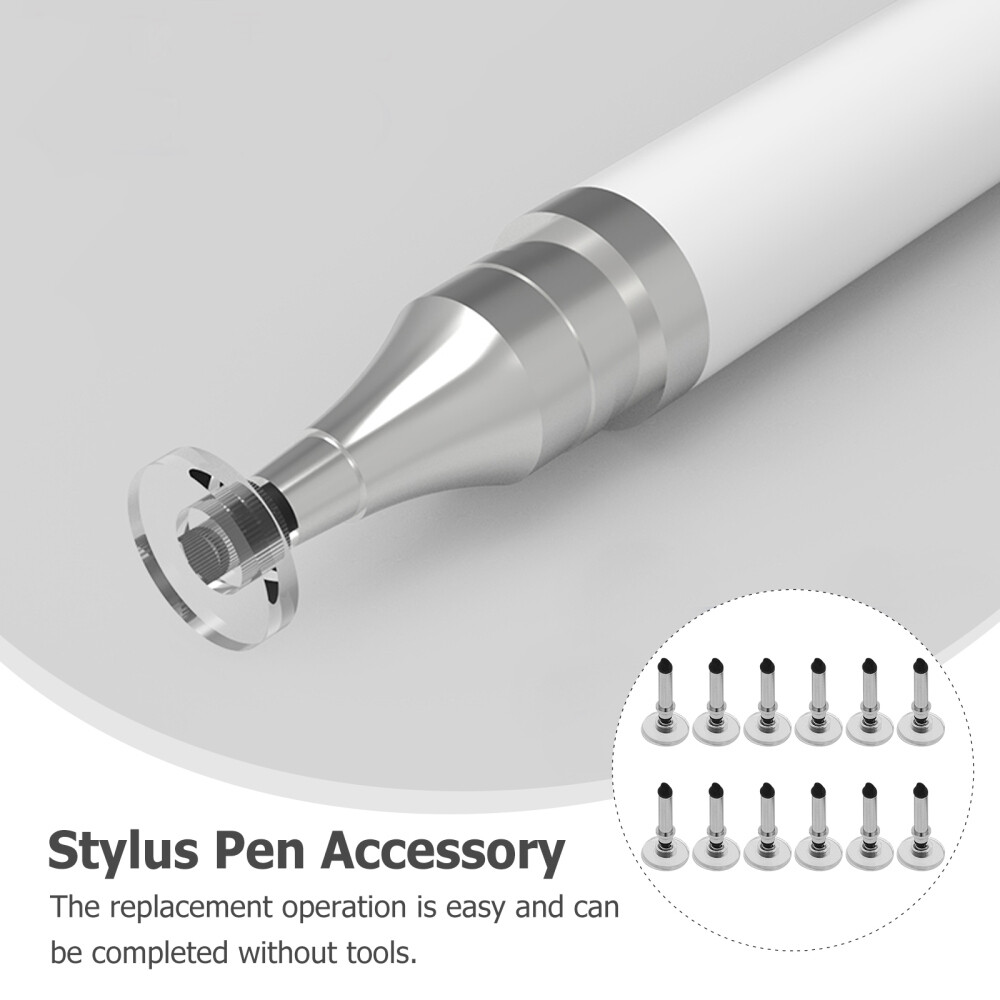 12Pcs Replacement Disc Tips Stylus Travel Universal Pen Refill Round Shape