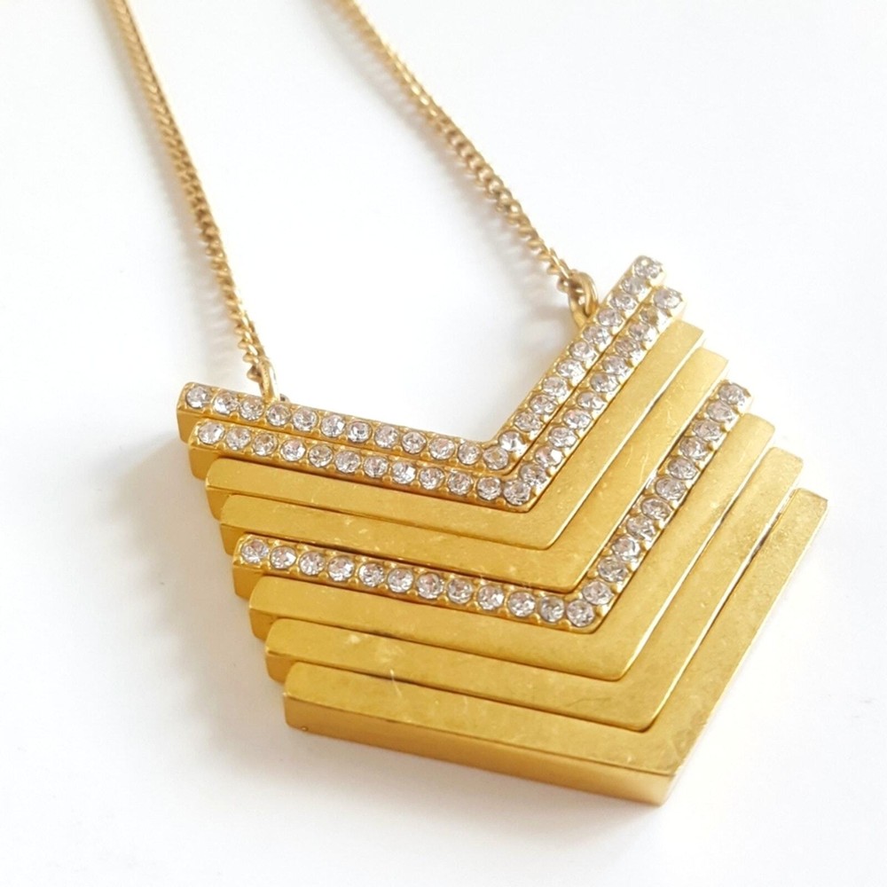 J. CREW Chevron Crystal Necklace 💎💎 Adjustable drop 30" - 33"