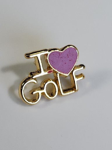I Love Golf Lapel Pin Red Heart