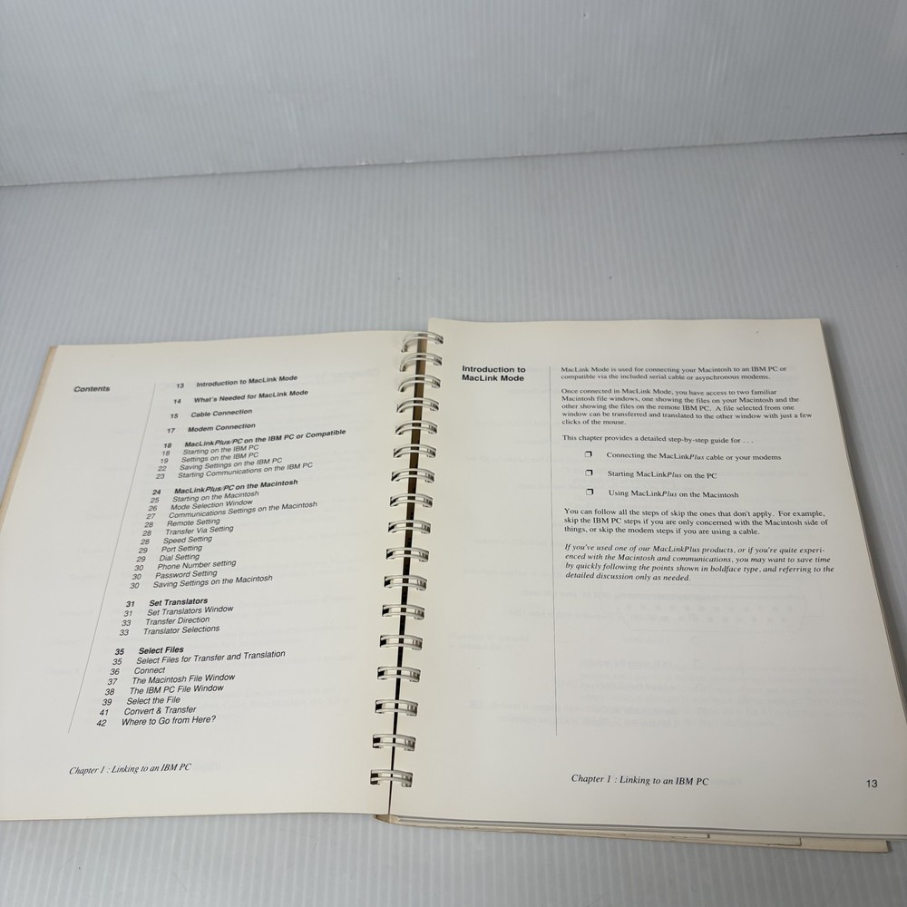 DataViz MacLink Plus PC DOS Software & Manual IBM PC XT AT PS2