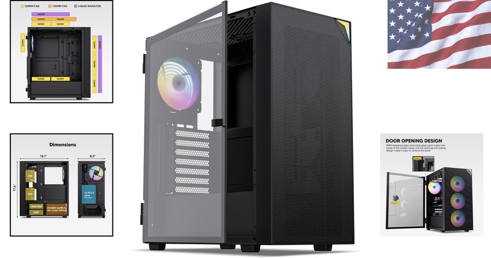 AL800 ATX PC Case - Tempered Glass, Adjustable RGB & Efficient Cooling