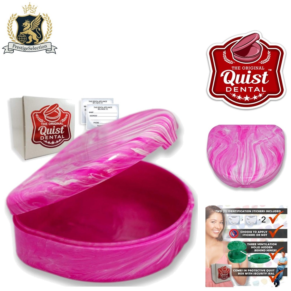 Durable Glossy Pink Orthodontic Case with Identification Stickers for Teens