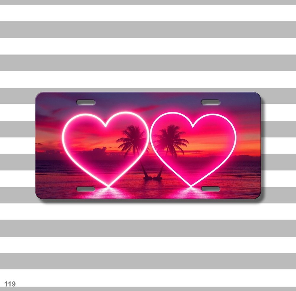 Unique Double Hearts Artwork Your Name License Plate Editable Gift