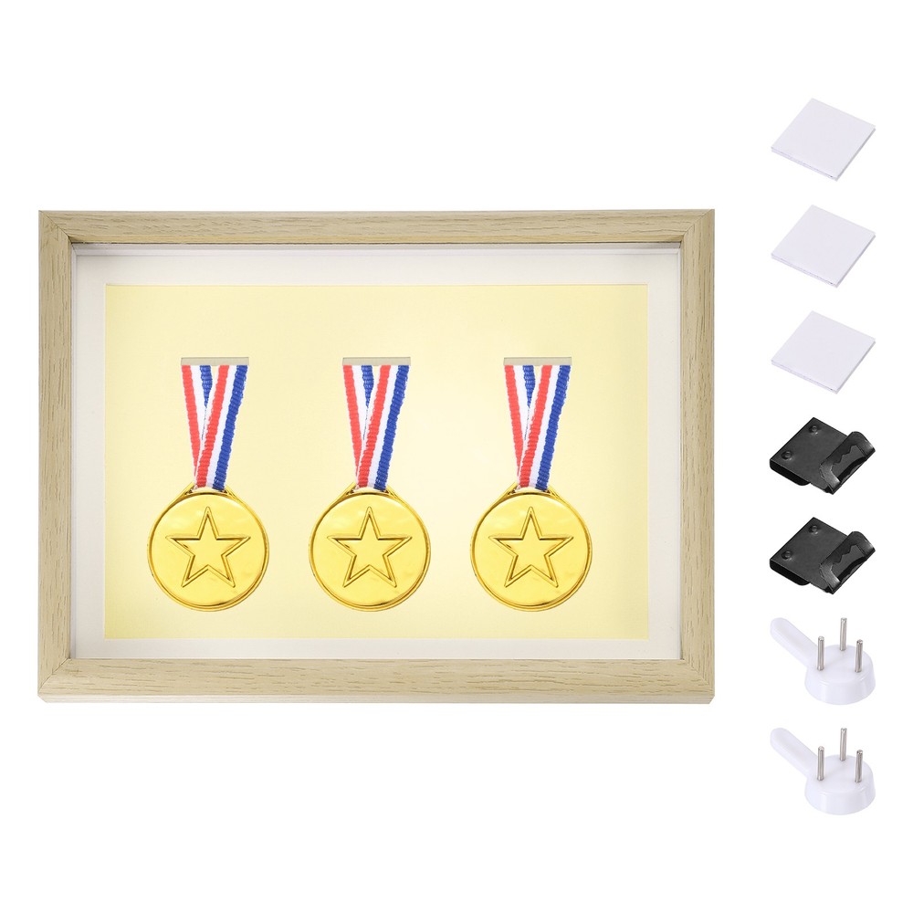 13x9" Horizontal Shadow Box Frame with Push Pins 3 Adhesive, White