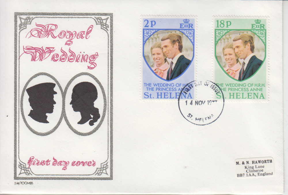 St. Helena 1973 Royal Wedding  FDC