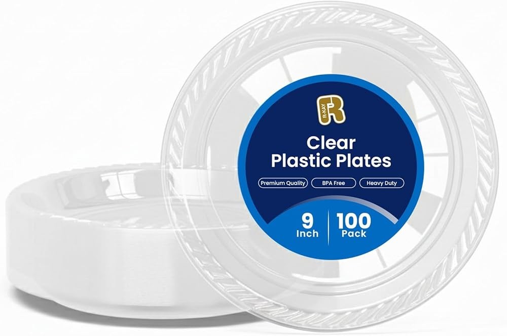 6 Inch Clear Plastic Plates - Heavy Duty Small Dert Plates -