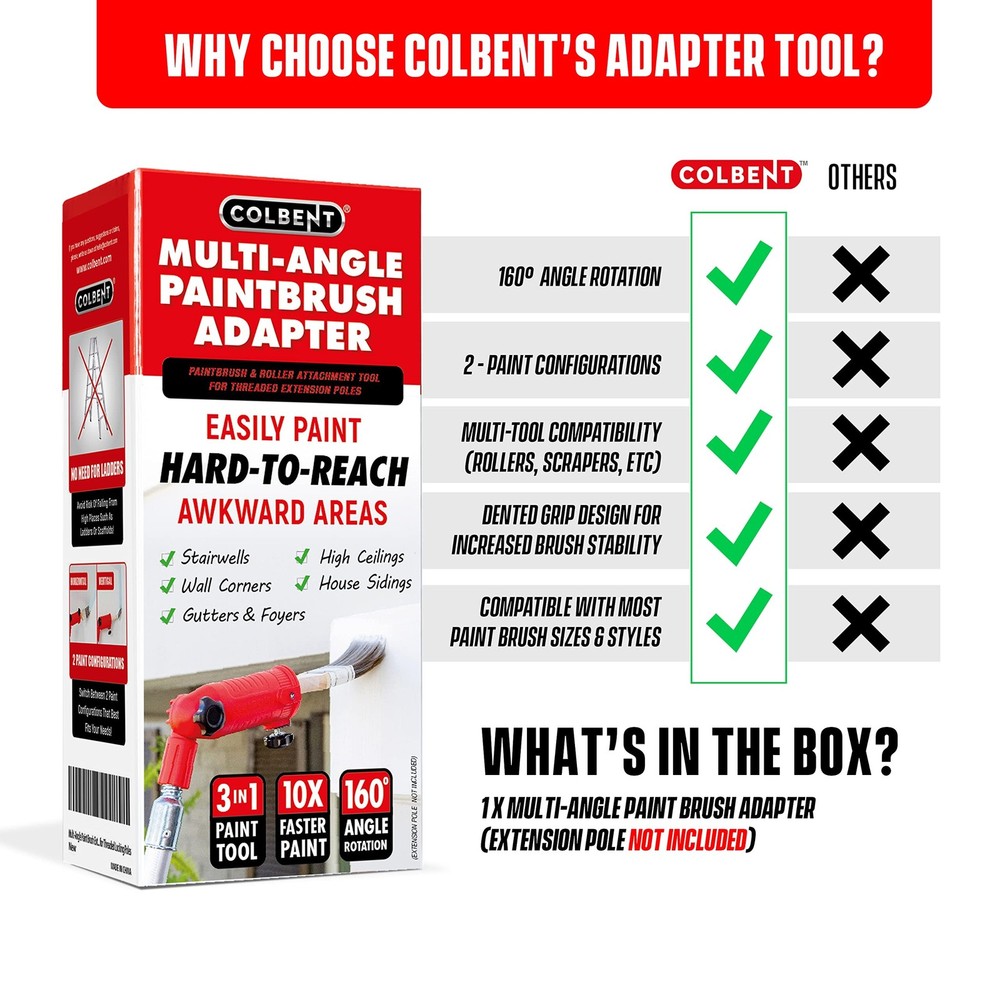 Multi-Angle Paint Brush Extender - High Ceiling Paint Edger Tool, Extension P...