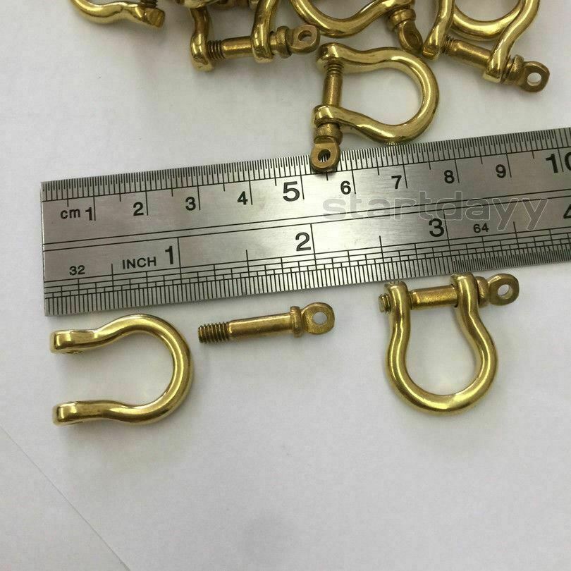 7mm Solid Brass Bow Shackle Joint Connect D Ring Key Chain Fastener Clip Lot