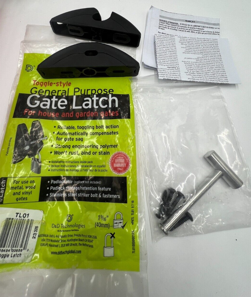 D&D Technologies Gate Latch TL01 For House & Garden Gate, Toggle-style