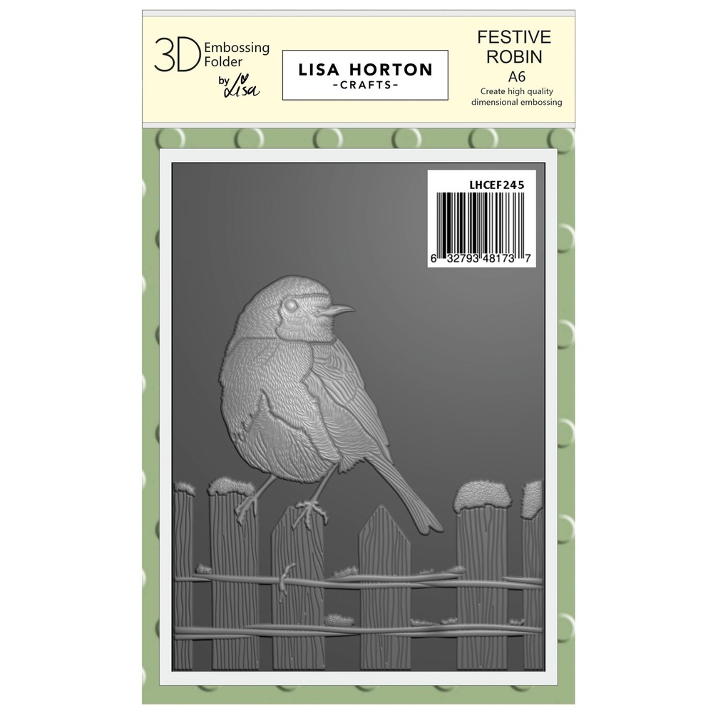 Lisa Horton Crafts A6 Embossing Folder-Festive Robin