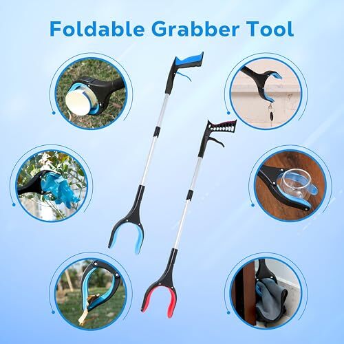 Grabber Reacher Tool - 32” Extra Long Foldable Gripper and Reaching Tool - Blue