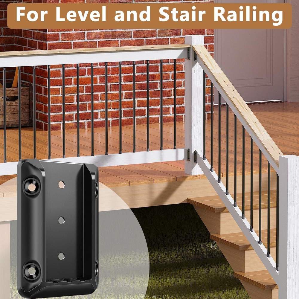 6 Durable Deck Railing Bracket Connectors with Screws & Drill Bit for 2x4 Posts