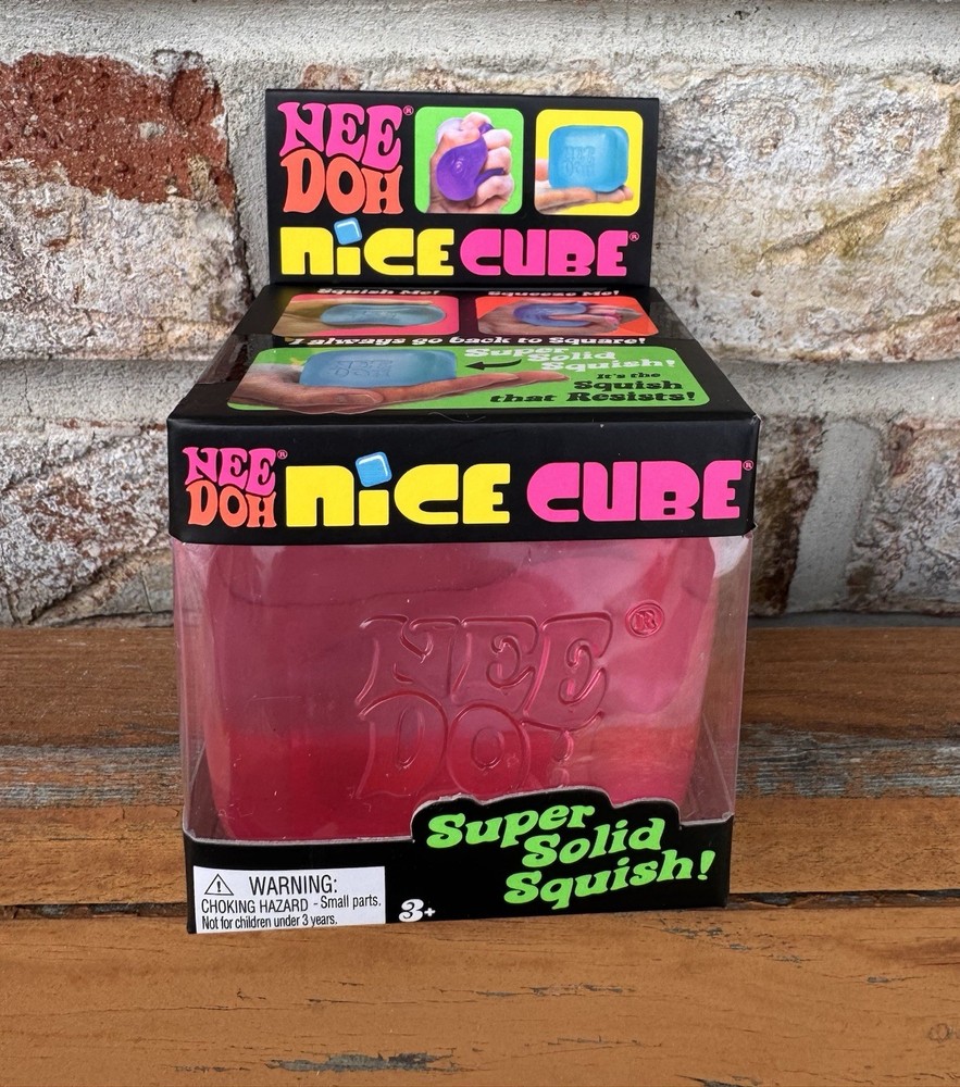 Nee Doh Nice Cube Super Solid Squish! - Blue Purple Pink - Brand New w Display!
